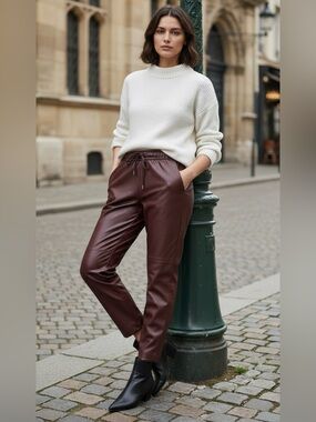 ZARA Faux Leather Elastic Waist Pants